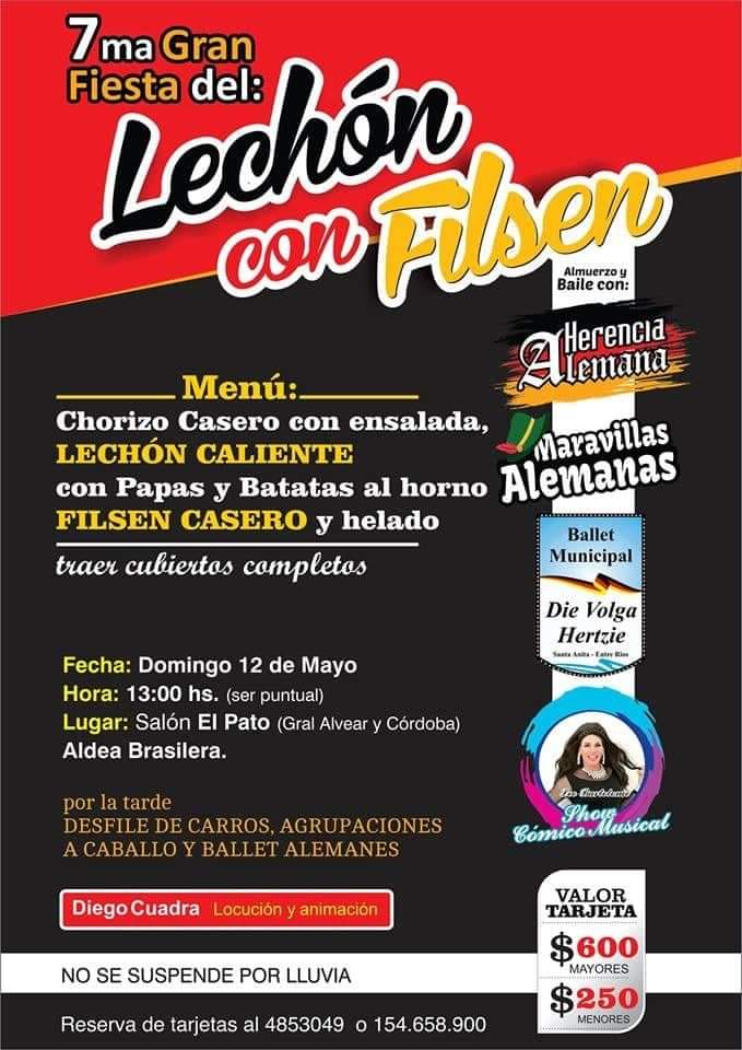 7 ma GRAN FIESTA DEL LECHÓN CON FILSEN EN ALDEA BRASILERA